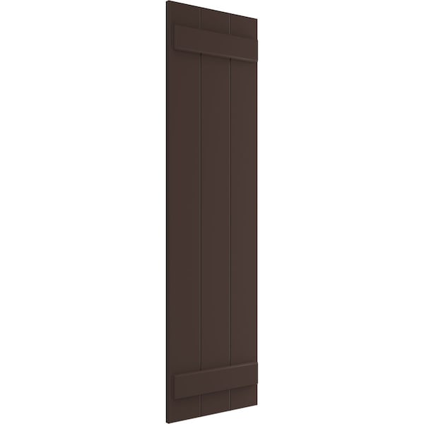 True Fit PVC Three Board Joined Board-n-Batten Shutters, Raisin Brown, 16 1/8W X 54H